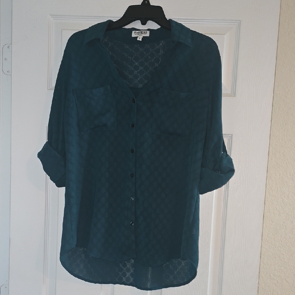 Express Teal Textured Blouse